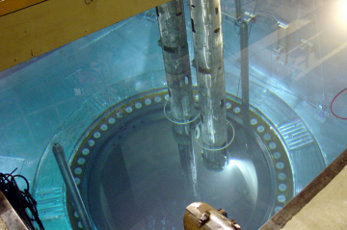 Flooded containment cavity with reactor vessel head removed and permanent cavity seal ring in place