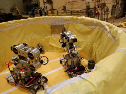 Gemini robots set up inside RVH stand, prior to RVH lift.